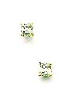 
14k Yellow Gold 3 mm Square Cubic Zirconia Friction-Back Post Stud Earrings

