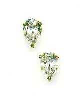 
14k Yellow Gold 7x5 mm Pear Cubic Zirconia Friction-Back Post Stud Earrings
