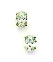 
14k Yellow Gold 7x5 mm Oval Cubic Zirconia Friction-Back Post Stud Earrings
