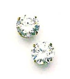 
14k Yellow Gold 10 mm Round Cubic Zirconia Friction-Back Post Stud Earrings
