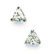 
14k White Gold 6 mm Trilliant Cubic Zirconia Friction-Back Post Stud Earrings
