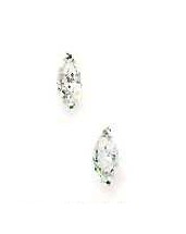 
14k White Gold 6x3 mm Marquise Cubic Zirconia Post Stud Earrings
