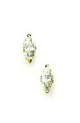 
14k Yellow Gold 7x4 mm Marquise Cubic Zirconia Post Stud Earrings

