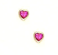 
14k Yellow Gold 4 mm Heart Red Cubic Zirconia Screw-Back Stud Earrings
