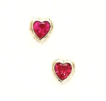 
Solid 14k Yellow Gold July Birthstone 5mm Heart Red Cubic Zirconia Screw-Back Stud Earrings
