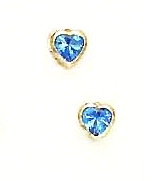 
14k Yellow Gold 4 mm Heart Light-Blue Cubic Zirconia Screw-Back Stud Earrings

