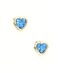 
14k Yellow Gold 5 mm Heart Light-Blue Cubic Zirconia Screw-Back Stud Earrings
