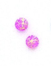 
14k Yellow Gold 6 mm Round Pink Simulated Opal Post Stud Earrings
