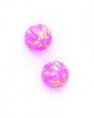 
14k Yellow Gold 7 mm Round Pink Simulated Opal Post Stud Earrings

