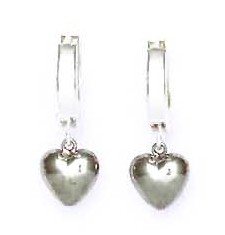 
14k White Drop Heart Hinged Earrings
