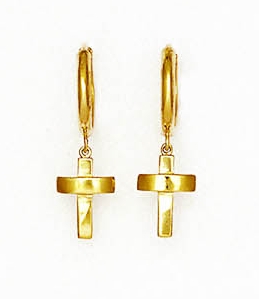 
14k Yellow Gold Drop Cross Hinged Earrings
