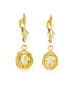 
14k Yellow Gold Wire Ball Lever-Back Earrings

