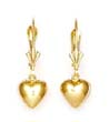 
14k Yellow Drop Heart Lever-Back Earrings
