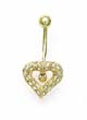 
14k Yellow 1 mm Round CZ Open Heart Belly
