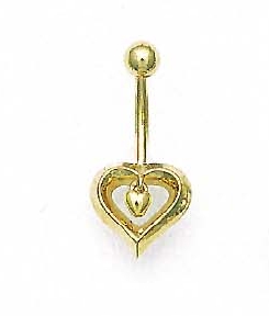 
14k Yellow Gold Open Heart Belly Ring
