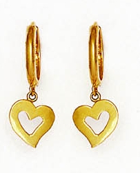 
14k Yellow Gold Drop Heart Hinged Earrings
