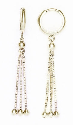 
14k White Gold Bead Drop Hinged Earrings
