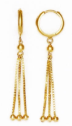 
14k Yellow Gold Bead Drop Hinged Earrings
