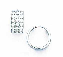 
14k White Gold 2 mm Round Cubic Zirconia Hinged Earrings
