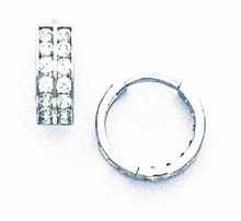 
14k White Gold 2 mm Round Cubic Zirconia Hinged Earrings
