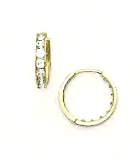 
14k Yellow Gold 2 mm Round Cubic Zirconia Hinged Earrings
