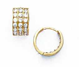 
14k Yellow Gold 2 mm Round Cubic Zirconia Hinged Earrings
