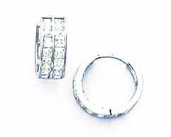 
14k White Gold 1.5 mm Square Cubic Zirconia Hinged Earrings
