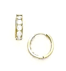 
14k Yellow Gold 2.5 mm Round Cubic Zirconia Hinged Earrings
