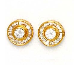 
14k Yellow Round Cubic Zirconia Circle Friction-Back Post Earrings
