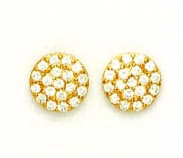 
14k Yellow Gold 2.5 mm Round Cubic Zirconia Circle Post Earrings

