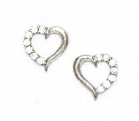 
14k White Gold 2 mm Round Cubic Zirconia Heart Shape Post Earrings
