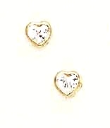 
14k Yellow Gold 4 mm Heart Clear Cubic Zirconia Earrings
