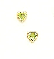 
14k Yellow Gold 4 mm Heart Green Cubic Zirconia Earrings
