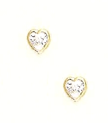 
14k Yellow Gold 5 mm Heart Clear Cubic Zirconia Earrings
