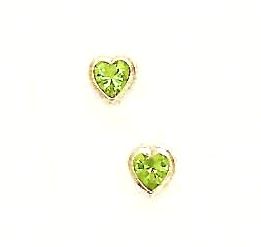 
14k Yellow Gold 5 mm Heart Green Cubic Zirconia Earrings
