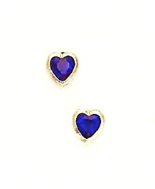 
14k Yellow Gold 5 mm Heart Blue Cubic Zirconia Earrings
