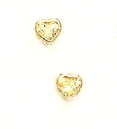 
14k Yellow Gold 4 mm Heart Yellow Cubic Zirconia Earrings
