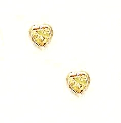 
14k Yellow Gold 5 mm Heart Yellow Cubic Zirconia Earrings
