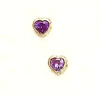 
14k Yellow Gold 4 mm Heart Purple Cubic Zirconia Earrings
