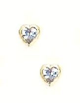 
14k Yellow Gold 4 mm Heart Light-Blue Cubic Zirconia Earrings
