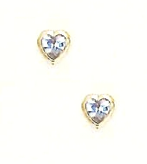 
14k Yellow Gold 5 mm Heart Light-Blue Cubic Zirconia Earrings
