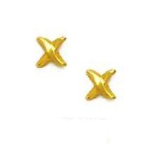 
14k Yellow Gold X Design Friction-Back Post Earrings

