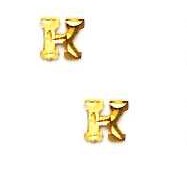 
14k Yellow Gold Initial K Friction-Back Post Earrings
