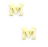 
14k Yellow Gold Initial M Friction-Back Post Earrings
