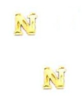 
14k Yellow Gold Initial N Friction-Back Post Earrings
