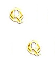 
14k Yellow Gold Initial Q Friction-Back Post Earrings
