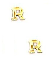 
14k Yellow Gold Initial R Friction-Back Post Earrings
