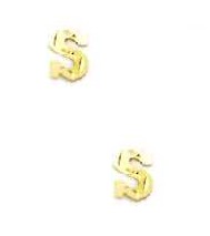 
14k Yellow Gold Initial S Friction-Back Post Earrings
