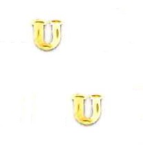 
14k Yellow Gold Initial U Friction-Back Post Earrings
