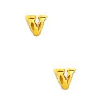 
14k Yellow Gold Initial V Friction-Back Post Earrings
